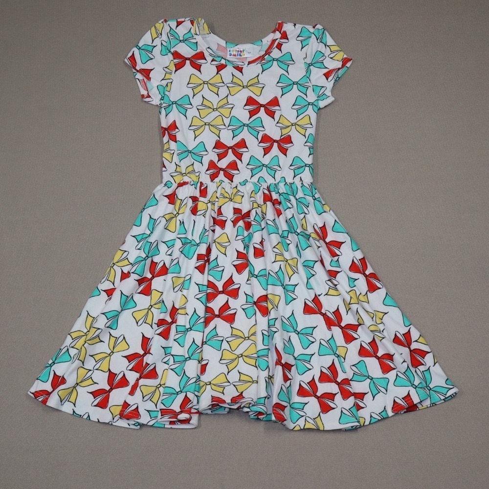 Dot Dot Smile Cap Sleeved Twirl Dress - Bows‎ - Size 5/6